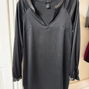 H&M Black Blouse with Silver Embellishments